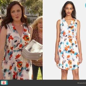 Rebecca Taylor Flower Press Silk Dress Size 8 ASO Rory Gilmore